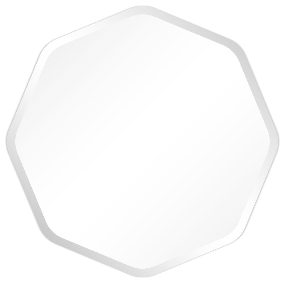 Frameless Beveled Octagonal Black Matte Finished Wall Mirror