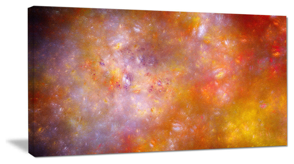 Yellow Starry Fractal Sky, Oversized Abstract Canvas Art Print, 60x28