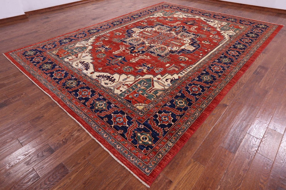 Persian Fine Serapi Hand Knotted Wool Rug 9' 9" X 13' 7" - Q12432