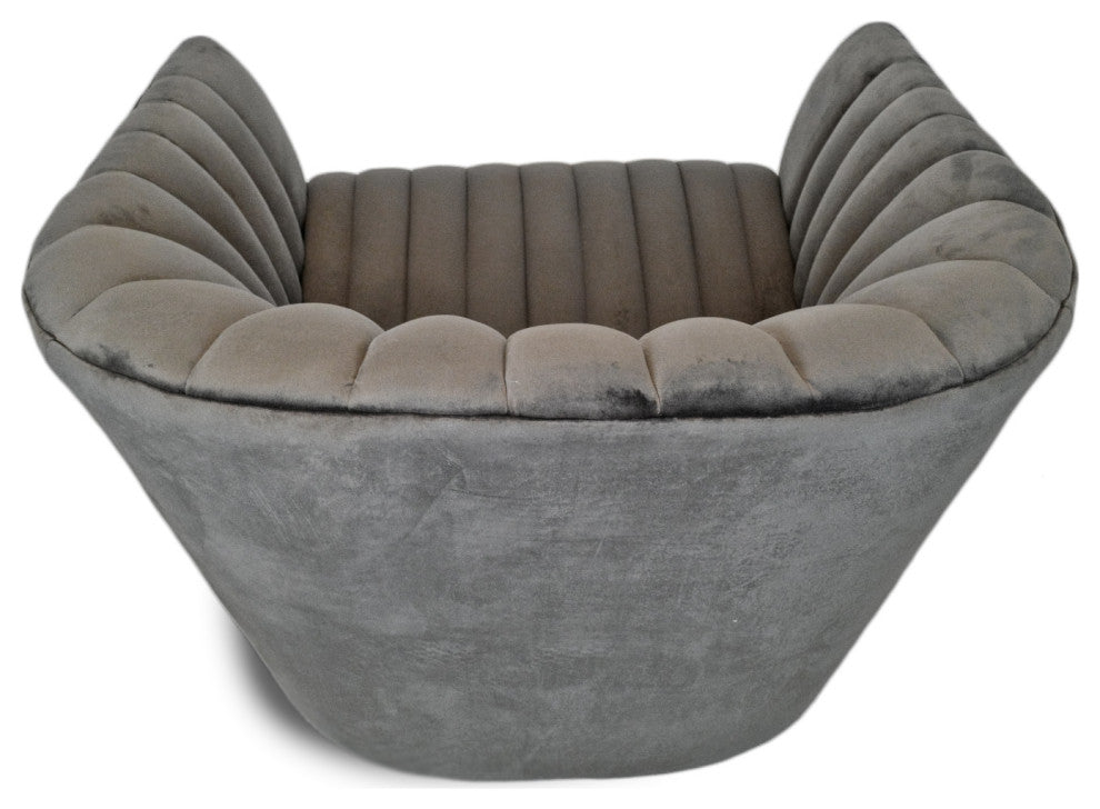 Slate Grey Velvet Swivel Chair