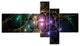 Myriad of Colored Space Circles, Abstract Canvas Art Print, 60"x32", 5 panels