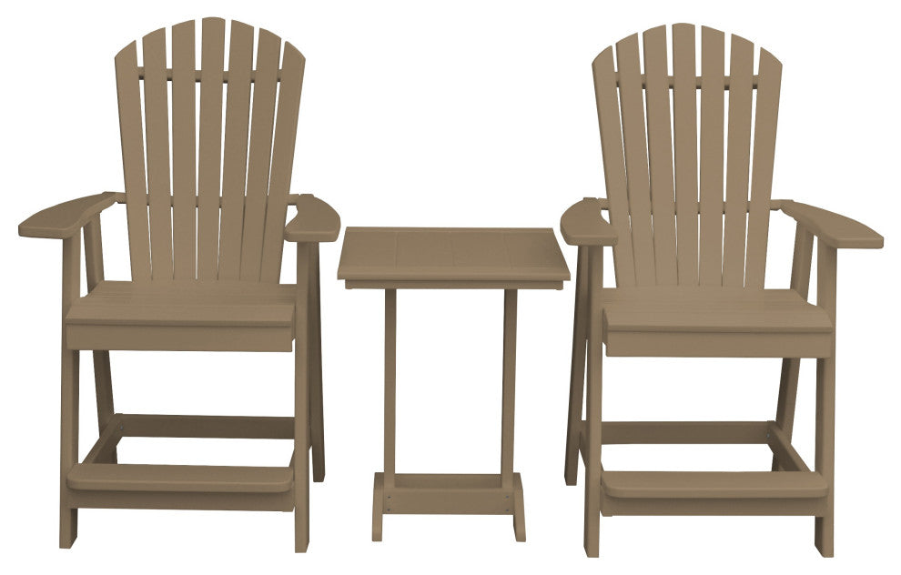 Poly Lumber Adirondack Chair with Arms, Weathered Wood, Counter Height