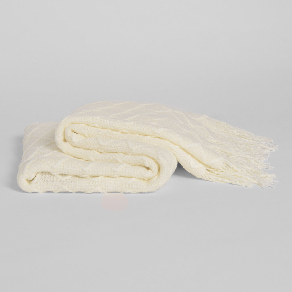 Textured Diamond Throw, Ivory