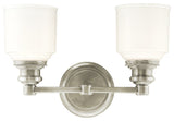 Windham 2-Light Bath and Vanity With Opal Glossy Glass Shade, Satin Nickel