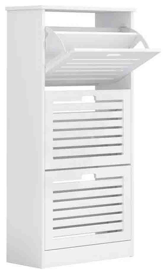 TATEUS Narrow Shoe Storage Cabinet Organizer with 3 Flip Drawers,White