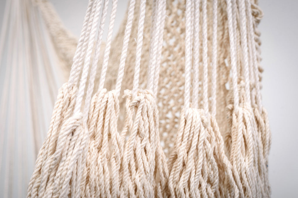 Boho Natural Cotton Hammock Swing With Tassels