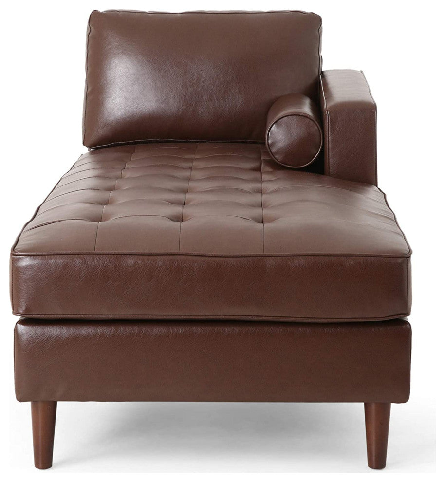 Upholstered Chaise Lounge, Dark Brown + Espresso