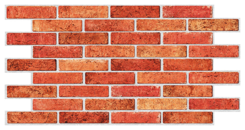 Red Brick 3D Wall Panels, Set of 10, Covers 52 Sq Ft