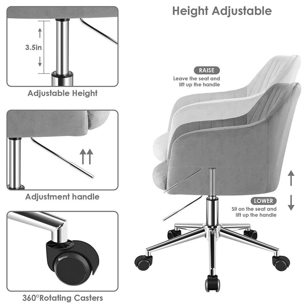 Modern Home Marceaux Modern Mid-Back Office Task Chair with Chrome Finish Stain
