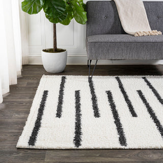 Alaro Berber Stripe Shag, White/Black, 8'x10'