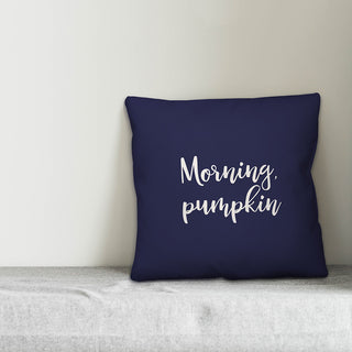 Morning, Pumpkin in Navy 18x18 Throw Pillow