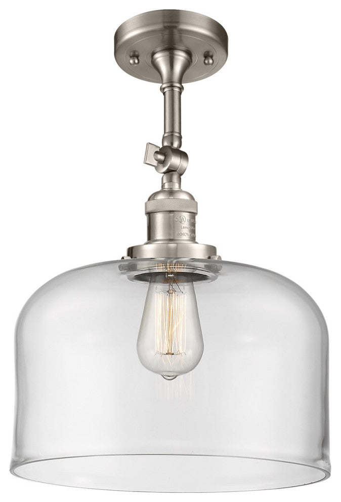 X-Large Bell 1 Light Semi-Flush Mount in Brushed Satin Nickel