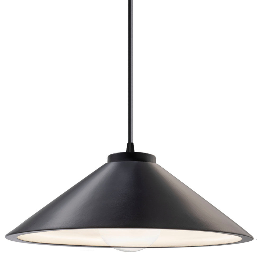 Flare Pendant, Carbon Matte Black, Matte Black, Black Cord, Incandescent