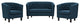 Prospect 3 Piece Upholstered Fabric Loveseat and Armchair Set, Azure