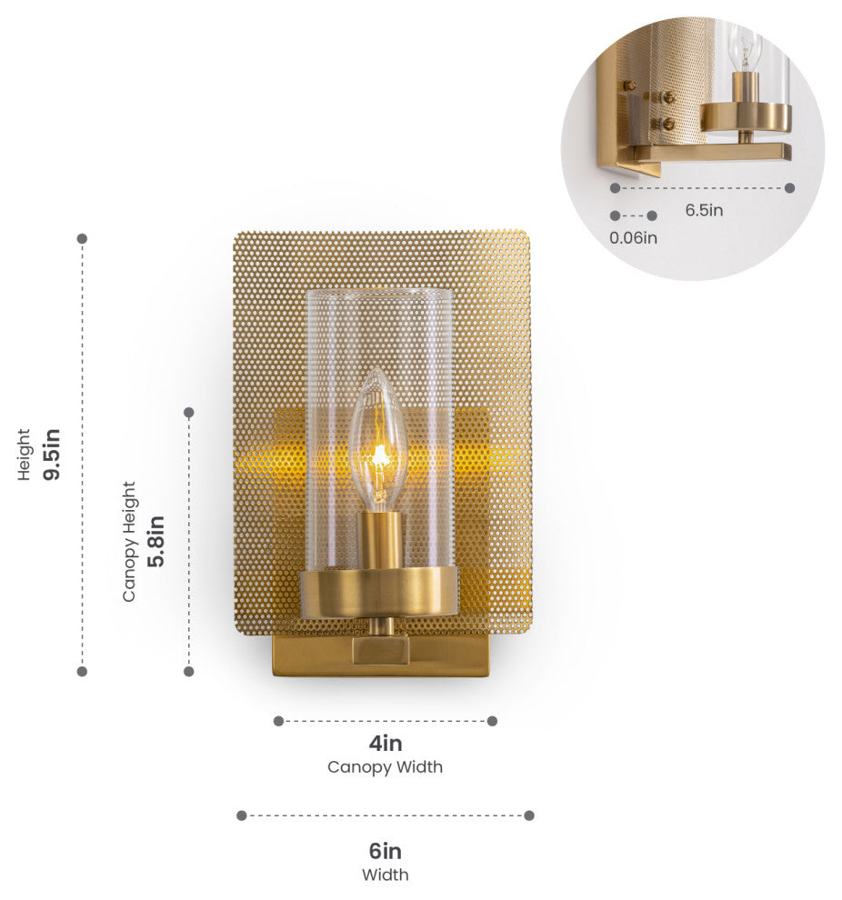 Aurelia 1 Light Wall Sconce Brass