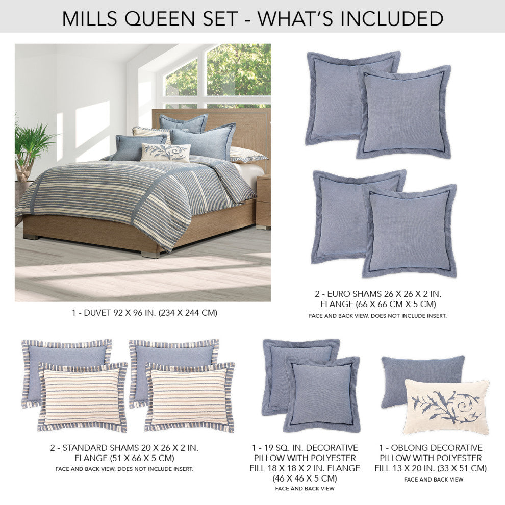 Mills Duvet Set Denim, Queen