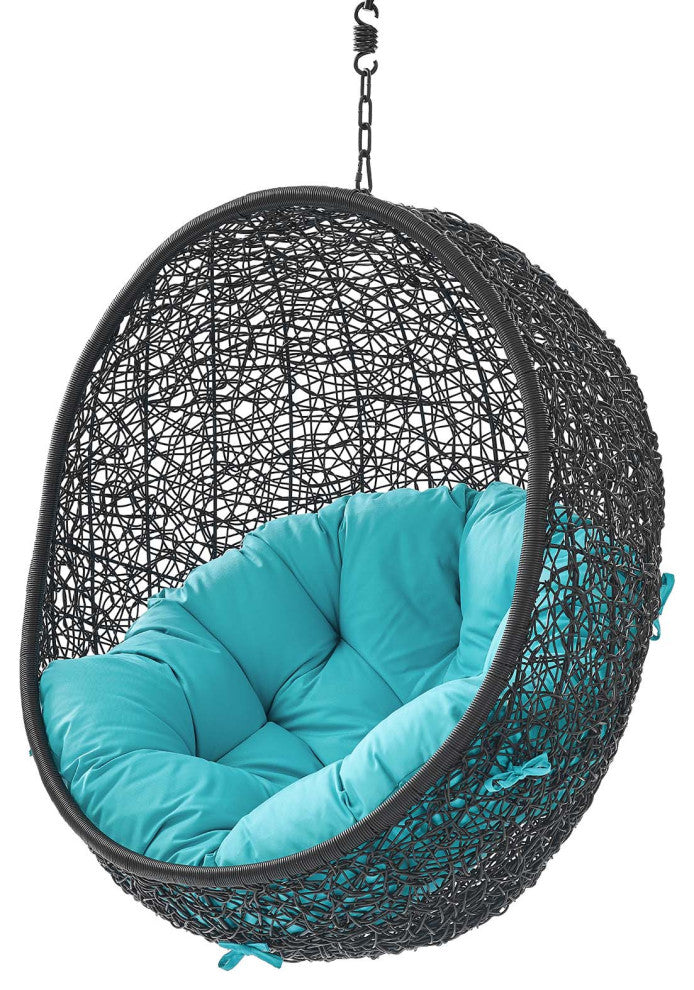 Swing Lounge Chair, Black Blue, Modern, Outdoor Patio Balcony Cafe Bistro Garden