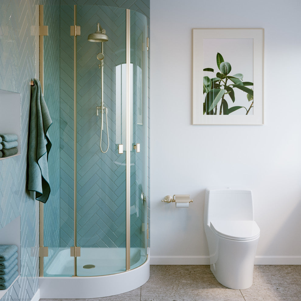 Voltaire 32"x32" Acrylic White, Single-Threshold, Neo-Angle Shower Base