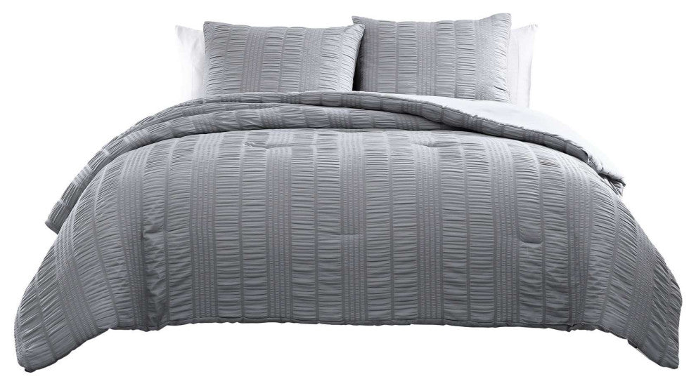 The Nesting Company Elm 3 Piece Comforter Set - King - Gray