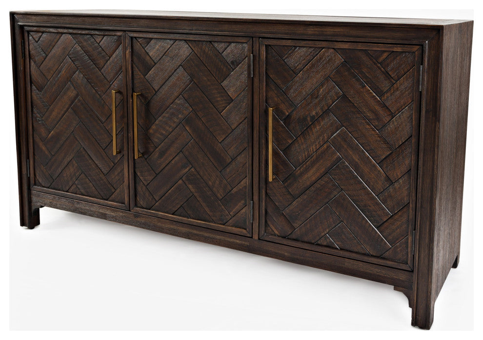 Gramercy Mid-Century Modern Chevron Three Door 60" Accent Cabinet