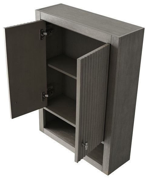 Vanity Art 24" Wall Mounted Bathroom Storage Cabinet, Linear Driftwood Gray, Brushed Nickel Handle