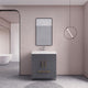 Rosa 30" Free Standing Modern Vanity, High Gloss Gray, Glossy White Top