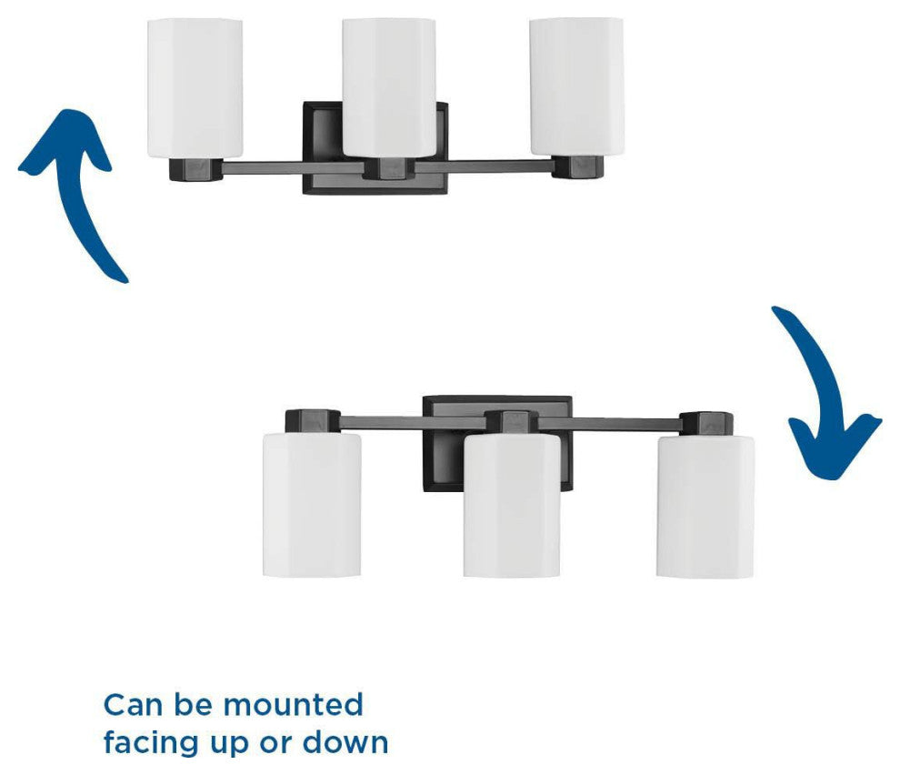 Estrada Collection 3-Light Contemporary Bath and Vanity Light, Matte Black