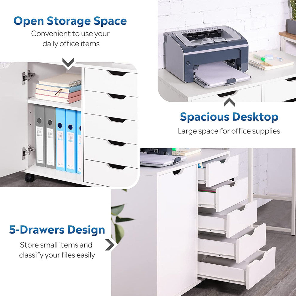 5-Drawer Wood Dresser Chest with Door