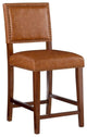 Hawthorne Collections 24" Faux Leather/Wood Counter Stool in Dark Caramel/Walnut