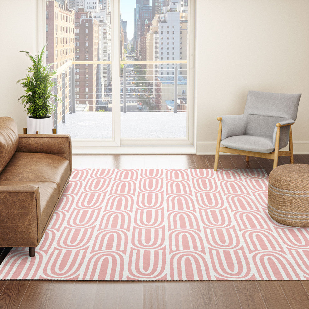 Mirimo White Bows on Pink Area Rug