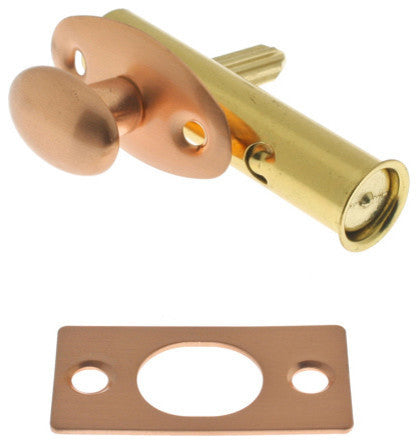 Genuine Solid Brass Mortise Door Bolt, Bright Copper