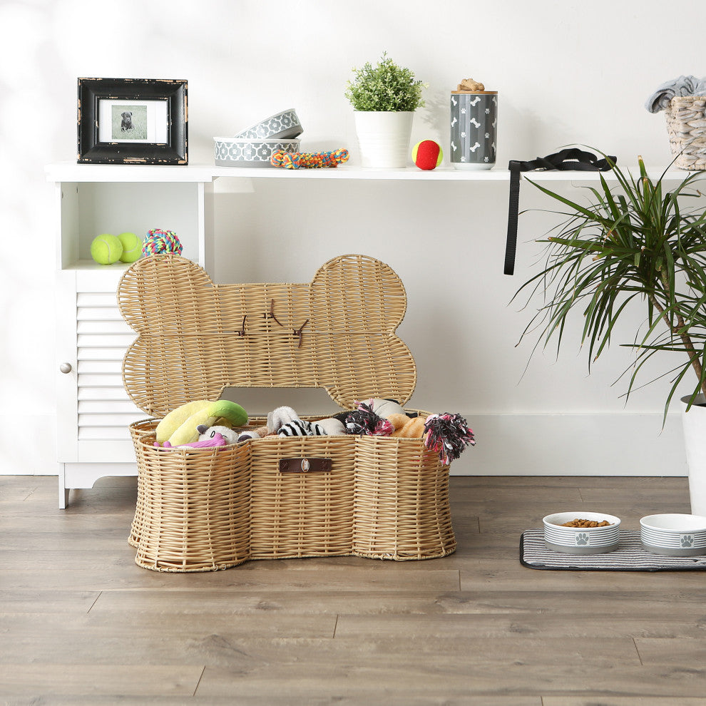 Beige Bone Shape Toy Basket Large 24x15x9