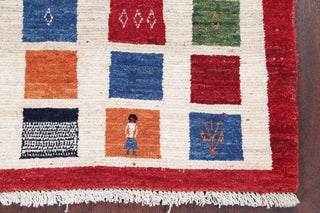 Consigned, Oriental Persian Style Hand-Knotted Gabbeh Area Rug, Beige, 4'3"X3'5"