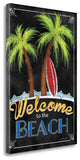 17" Faux Wooden Black Beach Signboard Giclee Wrap Canvas Wall Art