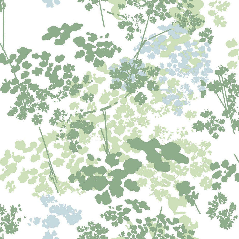 Green & White Queen Anne's Lace Peel & Stick Wallpaper