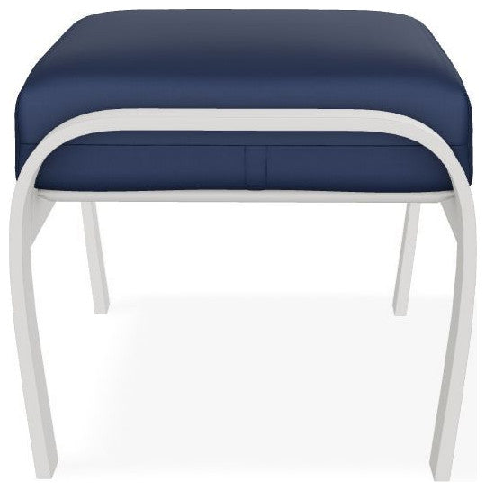 Belle Isle Cushion Outdoor Ottoman, Navy/Snow