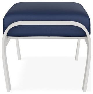 Belle Isle Cushion Outdoor Ottoman, Navy/Snow
