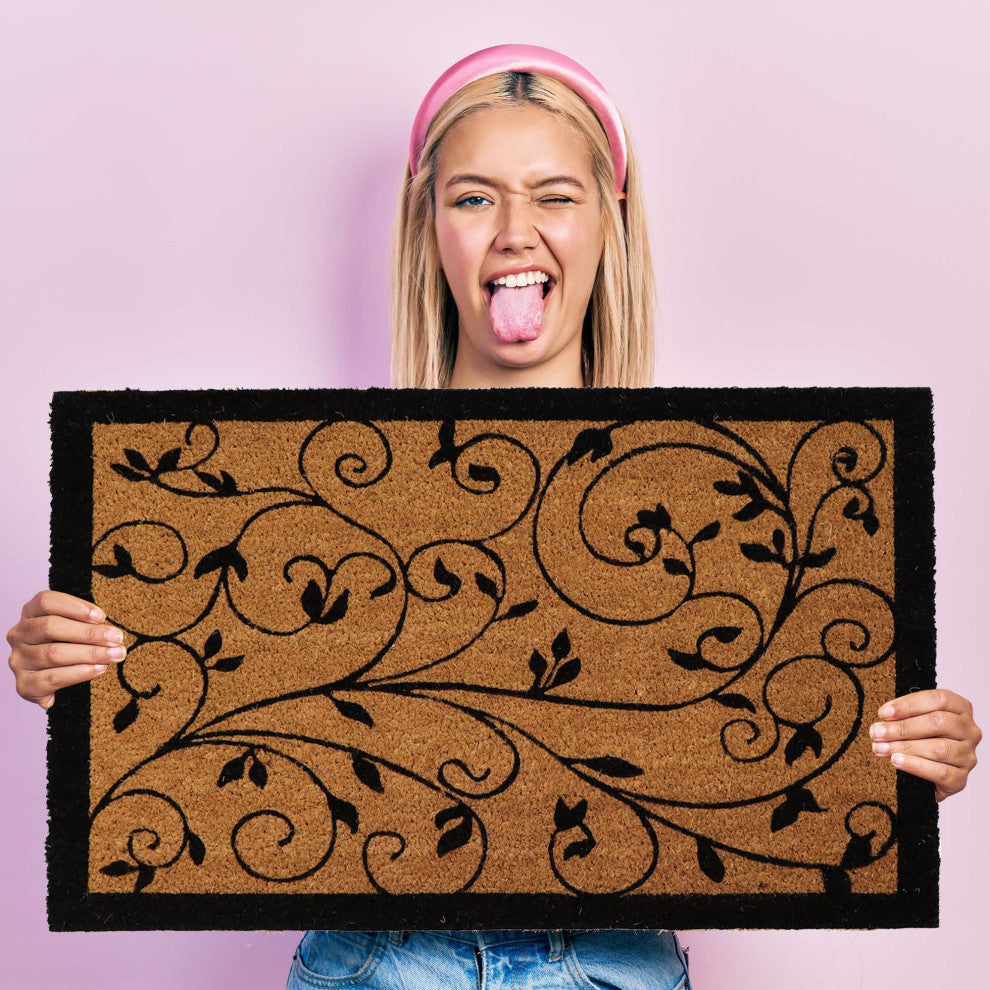 Sheltered Coir Door Mat Leafy Vine Print 30"x18"