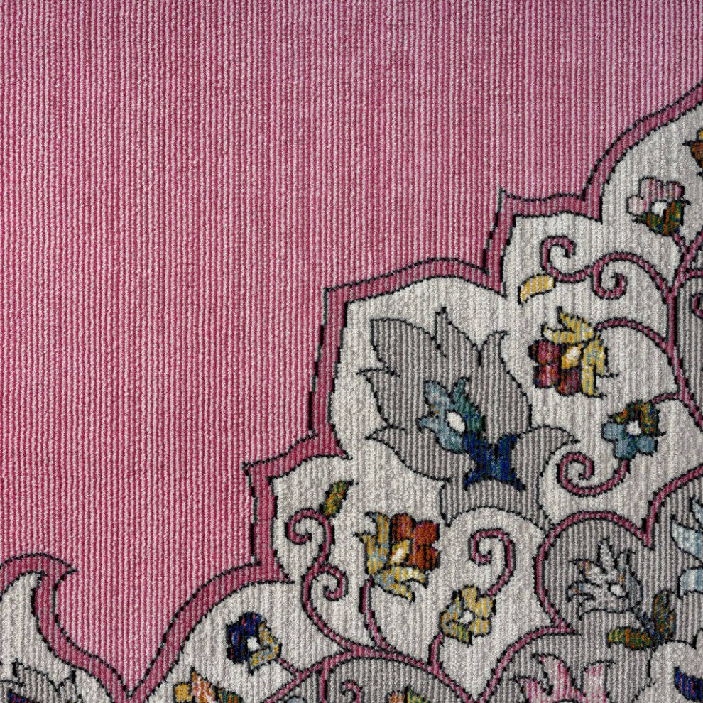 8??x 10??Pink Traditional Medallion Area Rug