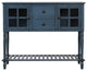 TATEUS Solid Wood  Console Table with Shelf and Storage in Antique Navy
