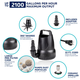 Hurricane Pump 2100 GPH With 33-Foot Cord