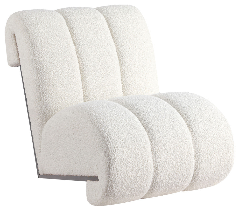 Swoon Faux Sheepskin Upholstered Accent Chair, Cream, Black Oak Veneer
