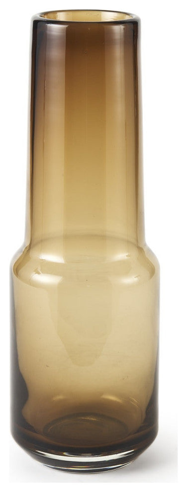 12" Vintage Look Ombre Brown Glass Vase