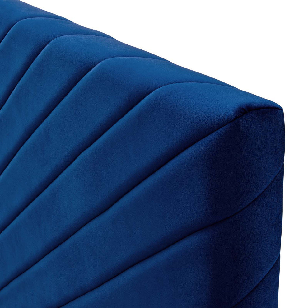 Tufted Headboard, Full Queen Size, Velvet, Blue Navy, Modern Contemporary