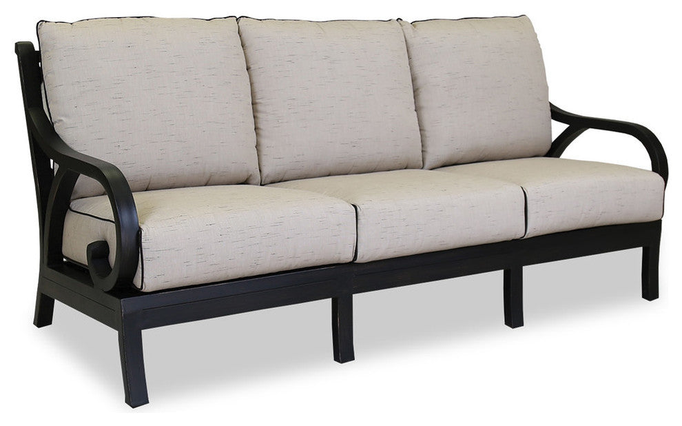 Monterey Sofa With Cushions, Frequency Sand With Canvas Walnut Welt