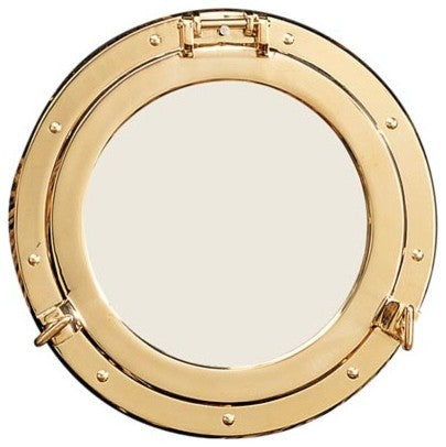 8" Polished Brass Porthole Mirror