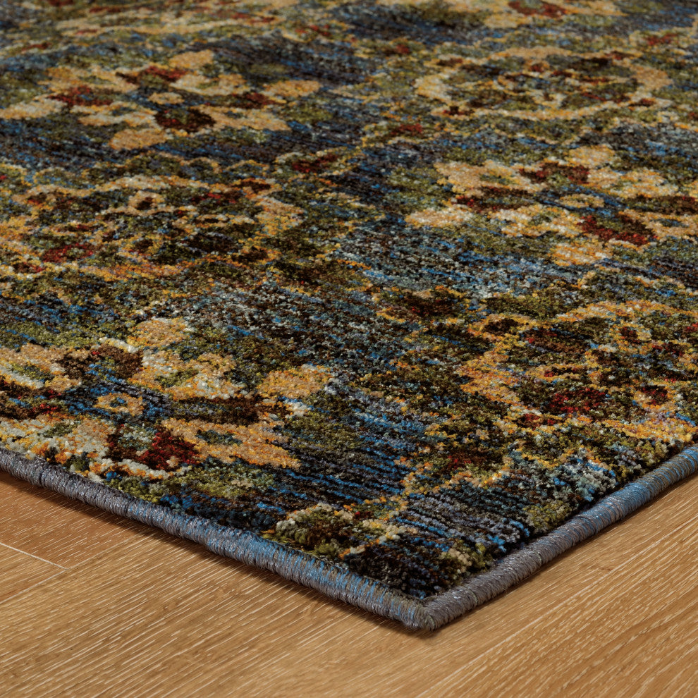 Adeline Floral Panel Traditional Area Rug, Blue, 7'10"x10'10"