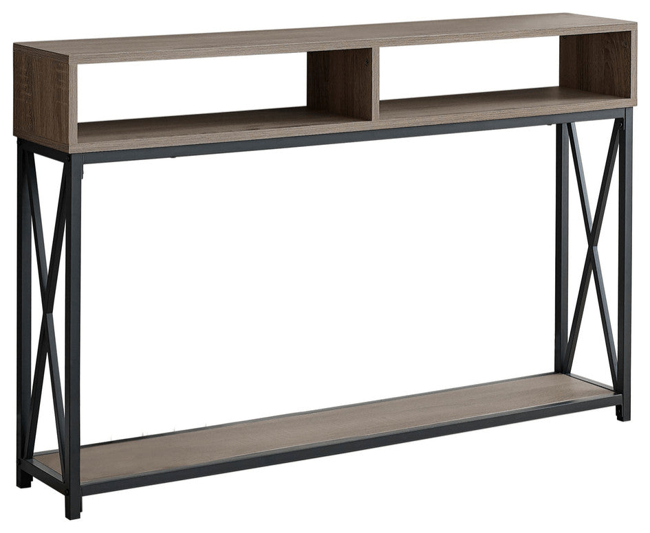47" Taupe And Black Frame Console Table With Storage