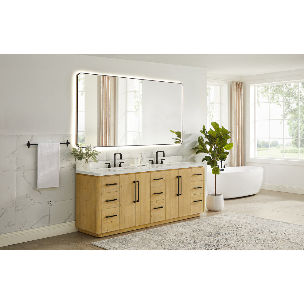 Serene Bathroom Vanity, Nature Brown, 84", No Mirror
