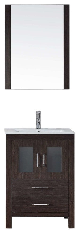 Dior 24" Single Bathroom Vanity, Espresso With Slim White Ceramic Top